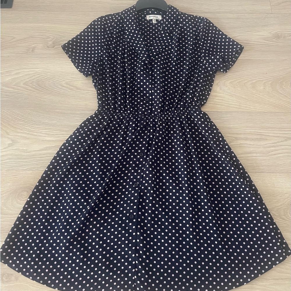 Monteau Los Angeles Lightweight Feminine Size M Women's Polka Dot Dress - Picture 5 of 6